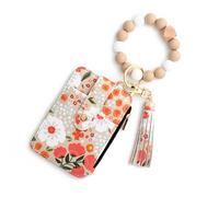 Portefeuille Mince de Fleur avec Fermeture éclair et Porte-clés Support Carte crédit bloquant RFID étui Voyage en Cuir PU fenêtre d'identification 1* B