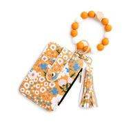 Portefeuille Mince de Fleur avec Fermeture éclair et Porte-clés Support Carte crédit bloquant RFID étui Voyage en Cuir PU fenêtre d'identification 1* D