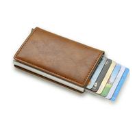Portefeuille Mince En Aluminium Pour Hommes,En Fiber De Carbone,Porte-Carte De Crédit,Mini Portefeuille Rfid,Étui Pour Cartes Bancaires Pop-Up Automatique,Noir Vallet 2023.Brown.