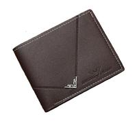 Portefeuille minimaliste à deux volets en cuir synthétique pour homme, portefeuille fin et décontracté avec fenêtre transparente pour carte d'identité, 3 emplacements pour cartes et 2 poches pour