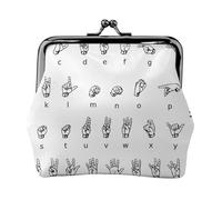 Portefeuille minimaliste léger avec impression de l'alphabet en langue des signes pour l'école et le travail, Noir , Taille unique, Pochette à monnaie