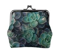 Portefeuille minimaliste léger avec impression de plantes succulentes pour l'école et le travail, Noir , Taille unique, Pochette à monnaie