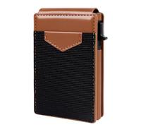 Portefeuille minimaliste pour homme, portefeuille à deux volets avec blocage RFID, porte-cartes de crédit en aluminium et métal, Noir/marron., Portefeuille Air Tag pour homme