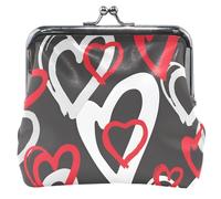 Portefeuille moderne cœur noir pour femmes en cuir mignon baiser fermeture à glissière étui à changement, cœur moderne noir, classique, cœur noir moderne, classique, Coeur moderne noir, Classique