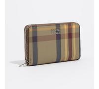Portefeuille moyen jacquard tartan kaki grenat UN