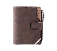 Portefeuille multifonction pour homme avec fermeture éclair verticale Marron Taille unique