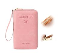 Portefeuille multifonction RFID pour passeport, étui de rangement antivol pour portefeuille, étui de protection antivol essentiel pour voyage, rose, Moderne