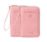 Portefeuille multifonction RFID pour passeport, étui de rangement antivol pour portefeuille, étui de protection antivol essentiel pour voyage, Rose + rose, Moderne