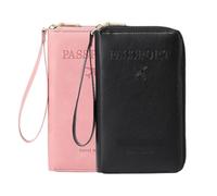 Portefeuille multifonction RFID pour passeport, étui de rangement antivol pour portefeuille, étui de protection antivol essentiel pour voyage, Rose/noir, Moderne