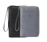 Portefeuille multifonction RFID pour passeport, étui de rangement antivol pour portefeuille, étui de protection antivol essentiel pour voyage, Noir + gris., Moderne