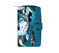Portefeuille multifonctionnel en cuir Native Wolf Deam Catcher, portable et