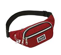 Portefeuille multifonctionnel pour téléphone portable de sport d'extérieur pour hommes et sac de poche pour femmes, sac banane pour hommes de grande taille, Rouge, 28X4X10