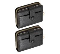 Portefeuille Noir 2 Pièces, Portefeuille Court pour Femme, Porte-Cartes À La Mode Et Simple, Mini Portefeuille Portable, Sac D'Identité Multifonction.