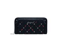 Portefeuille noir zippé avec des œillets et des clous décoratifs