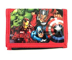 Portefeuille officiel Marvel Avengers pour garçons Hulk Iron Thor à trois volets, Rouge, noir, multicolore, 13CM X 9CM X 1CM, Portefeuille à trois volets