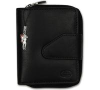 Portefeuille Old River zippé à bouton-pression noir en cuir OPD104S