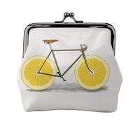 Portefeuille orange imprimé vélo double fermoir cadre en métal cuir baiser serrure change pochette portefeuille pour femme avec clés, petit sac à main, Noir , Taille unique