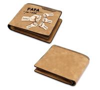 Portefeuille Papa Personnalisé avec 2-5 Prenoms Cadeau pour La Fête des Pères Anniversaire Portecartes en Cuir Cadeau Homme Papa Grand-père Mari on t'aime Papa Porte-Cartes RFID (B-5 Name)