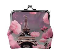 Portefeuille Paris Street Tour Eiffel rose floral pour femme, porte-monnaie pour femme, petit portefeuille pour femme, adapté pour les femmes, élégant et personnalisé, noir, One Size, Art déco