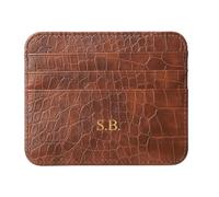 Portefeuille personnalisé avec initiale pour cartes de crédit, portefeuille ultra fin en cuir synthétique personnalisé, blocage RFID, porte-cartes de crédit minimaliste pour homme et femme, Brun A