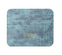 Portefeuille personnalisé avec initiale pour cartes de crédit, portefeuille ultra fin en cuir synthétique personnalisé, blocage RFID, porte-cartes de crédit minimaliste pour homme et femme, bleu, 11.5