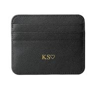 Portefeuille personnalisé avec initiale pour cartes de crédit, portefeuille ultra fin en cuir synthétique personnalisé, blocage RFID, porte-cartes de crédit minimaliste pour homme et femme, Noir B