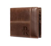 Portefeuille personnalisé en cuir véritable pour homme, nom gravé personnalisé, blocage RFID, multi-compartiments, cadeau de fête des pères pour papa/mari, café, Nom et photo