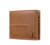 Portefeuille personnalisé en cuir véritable pour homme, nom gravé personnalisé, blocage RFID, multi-compartiments, cadeau de fête des pères pour papa/mari, marron, Nom et photo