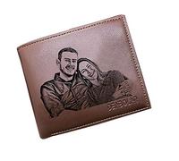 Portefeuille Photo Cuir,Personnalisé Porte-Feuille Homme Porte-Feuille en Cuir Véritable de Vache pour Hommes avec Porte-Carte, Cadeau Parfait pour Noël la Famille Ami Papa