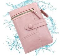 Portefeuille pliable en trois parties, fin et pliable en trois parties, en cuir synthétique, pour femmes et filles, pour les voyages, le travail, les courses, rose clair, Voir description, Voir