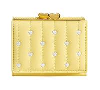 Portefeuille Plié Mini Portefeuille d'Identification Multifonction, Cœur Brodé, Portefeuille Court Femme Clip Portefeuille Femmes Portefeuilles Bleu, jaune, Taille unique