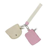 Portefeuille porte-clés avec double pochette amovible pour homme et femme, mini portefeuille portable à fermeture éclair autour du petit portefeuille porte-monnaie, rose/blanc, Tous