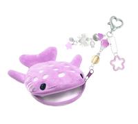 Portefeuille Porte-clés en Peluche en Forme de Baleine, Fermeture éclair sécurisée, Cadeaux Quotidiens Parfaits, Portefeuille en Peluche pour