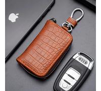 Portefeuille Porte-Clés Portable Pour Hommes Et Femmes,Sac En Cuir Suédé,Étui À Clés,Porte-Monnaie Unisexe,Grande Capacité,Double Fermeture Éclair,Poudres À Clés..Light Brown