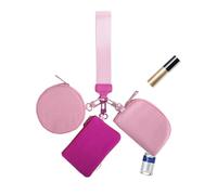Portefeuille Porte-clés pour Femme, Porte-Monnaie, Porte-clés zippé Autour du Bracelet, Double Pochette, Porte-clés Portable, Choix de Cadeau pour Femmes et Filles, Rose, Refer to Description,