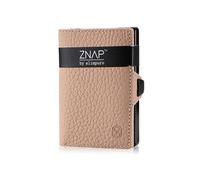 Portefeuille porte-monnaie - ZNAP Slim - 8 cartes max - 8 x 1,8 x 6 cm - Protection RFID - en cuir grainé - crème