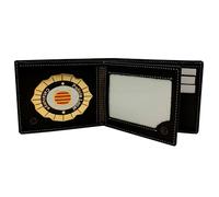 Portefeuille porte-plaque de police locale Catalunya, noir, cuir, avec fermeture à broche, protection RFID
