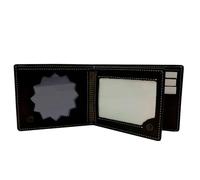 Portefeuille porte-plaque de police locale Valencia, cuir noir, avec fermeture à broche, protection RFID, design professionnel. Plaque non incluse
