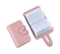 Portefeuille pour cartes à 26 emplacements avec pochettes transparentes, organiseur compact en similicuir pour cartes de crédit et carte d'identité avec fermeture à pression, rose, Moderne
