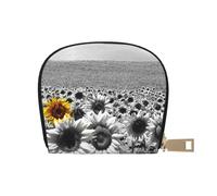 Portefeuille pour cartes avec 12 emplacements pour cartes et pièces de monnaie Motif corbeau Noir, Tournesols noirs et blancs, One Size, Pochette à monnaie