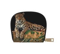 Portefeuille pour cartes avec fermeture éclair et 12 emplacements pour cartes Motif coccinelle, Léopard africain sur roche, One Size, Pochette à monnaie