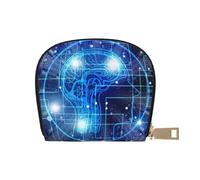 Portefeuille pour cartes de crédit en cuir avec fermeture éclair pour homme et femme, motif cerveau, intelligence artificielle, petit portefeuille pour voyage, blanc, Taille unique