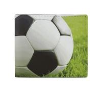 Portefeuille pour cartes et pièces de monnaie pour homme Motif ballon de football sur herbe pour un usage quotidien et tient dans n'importe quelle poche avec facilité, style, taille unique, Style