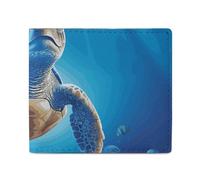 Portefeuille pour cartes et pièces de monnaie pour homme Motif tortue dans l'eau bleue Portefeuille pour un usage quotidien et tient dans n'importe quelle poche avec facilité, style, taille unique