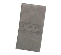 Portefeuille pour documents de véhicule - Porte-carte en cuir - Porte-carte long pour l'identification des reçus commerciaux, permis de conduire, étui de rangement polyvalent, gris, Voir description