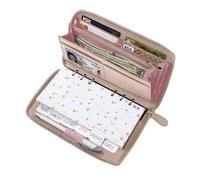 Portefeuille pour espèces or rose tout-en-un avec système de blocage RFID avec 12 enveloppes à onglets, 12 cartes budgétaires mensuelles, 1 feuille de planification budgétaire annuelle, ensemble