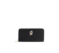 Portefeuille pour femme avec fermeture éclair LIU.JO, design élégant, couleur noire, détails dorés, fermeture complète, Noir , Pequeño, Moderne