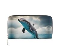 Portefeuille pour femme avec imprimé dauphin qui vous regarde, porte-cartes de crédit, porte-monnaie pour téléphone, sac à main long
