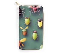 Portefeuille pour femme avec imprimé insecte Atlas - Porte-cartes - Minimaliste - Avec fermeture éclair - Pour porte-monnaie terne - Atlas des insectes - 19,7 x 10,5 cm, Atlas des insectes,