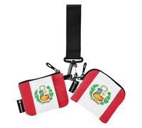 Portefeuille pour femme avec motif drapeau du Pérou, porte-monnaie fin détachable avec fermeture éclair et poche pour pièces de monnaie pour femme, 2 pièces monedero y tarjetero para Mujer